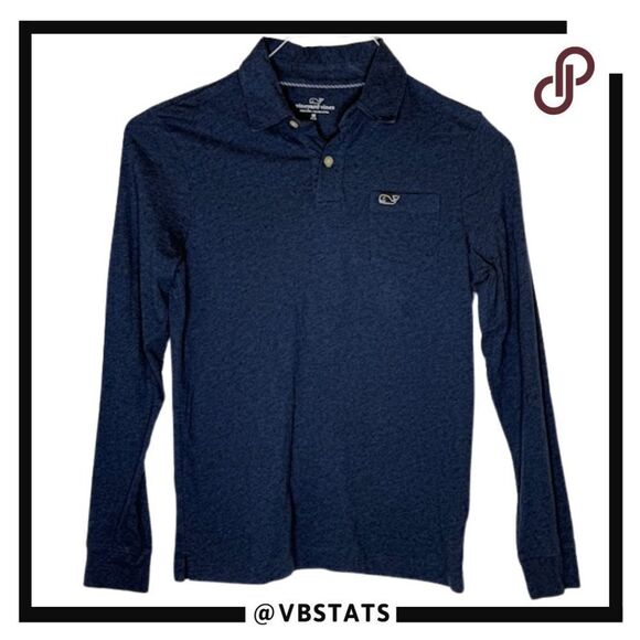 Vineyard Vines Boys' Long-Sleeve Polo Shirt Navy Blue Medium - Picture 1 of 6